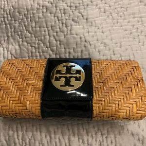 Tory Burch straw clutch